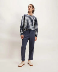 The Premium-Weight Long-Sleeve Mariner Tee | Navy / Bone