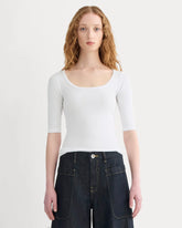 The Luxe Rib Scoop-Neck Tee | White