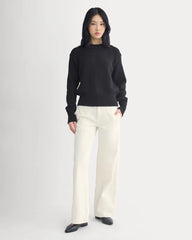 Oversized Cocoon Crew in Elevated Cotton | Black
