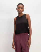 The Satin Racerback Top | Black