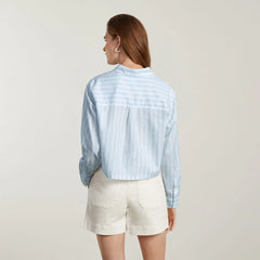 The Way-Short Shirt in Silky Cotton | Mariner Blue / White