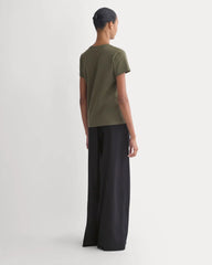 The Slim V-Neck Tee in Essential Cotton | Olive Night