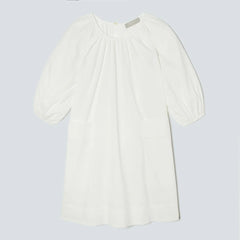 The Seersucker Puff Sleeve Dress | White