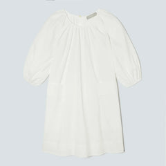 The Seersucker Puff Sleeve Dress | White