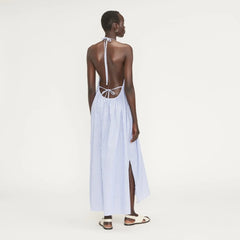 The Tie-Back Halter Dress | Mazarine Blue / Optic White
