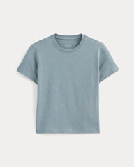 The Box-Cut Tee in Essential Cotton | Heathered Sea | No Pocket
