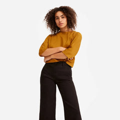 The Wide-Leg Crop Pant | Black | Regular