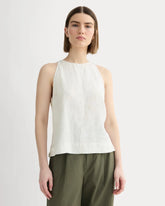 The Linen High-Neck Tank | Natural Chambray
