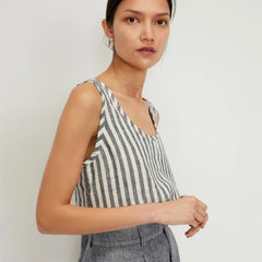 The Scoop Tank in Linen | Bone/Navy