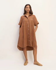 The Daytripper Dress in Linen | Carob Brown