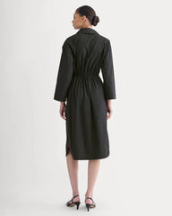 The Drawcord Shirtdress in Ultrasoft Cotton | Black