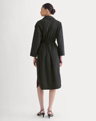 The Drawcord Shirtdress in Ultrasoft Cotton | Black