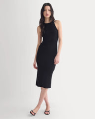 Cutaway Ribbed Midi Dress | Black