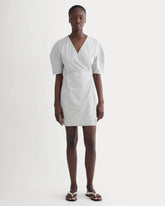 The Seersucker Mini Wrap Dress | Dutch Blue / Natural