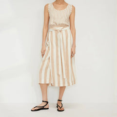 The Linen Wrap Skirt | Bone / Caramel