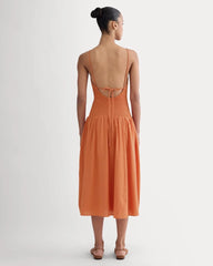 The Gauze Open-Back Dress | Soft Orange