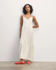 The Long Weekend Dress in Butterlite | Bone / Black Square Dot