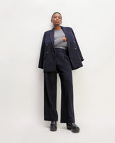 The ReWool® Way-High Drape Pant | Navy / Bone