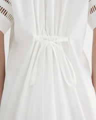 The Lace Trim Popover Dress | White