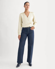 Wrap Top in Silk Charmeuse | Peyote