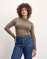 The Form Funnel-Neck Tee | Taupe