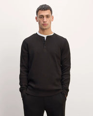 The Waffle Long-Sleeve Henley | Black
