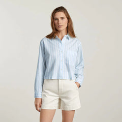 The Way-Short Shirt in Silky Cotton | Mariner Blue / White