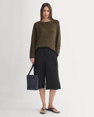 Wide-Neck Crew Sweater in Tape Yarn | Beech
