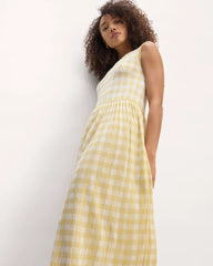 The Knit Pleated Dress | Bone / Parsnip Gingham