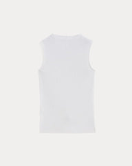 The Luxe Rib Funnel-Neck Tank | White