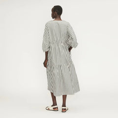 The Poplin Tiered Dress | Bone / Black