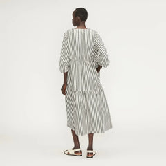 The Poplin Tiered Dress | Bone / Black