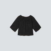 The Seersucker Gathered Tee | Black