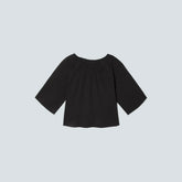 The Seersucker Gathered Tee | Black