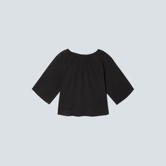 The Seersucker Gathered Tee | Black