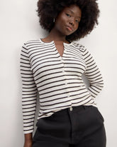The Vintage Rib Cardigan | Bone / Black