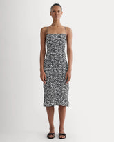 The Smocked Column Dress | Bone / Black Floral