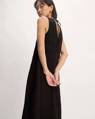 The Linen Eyelet Maxi Dress | Black Eyelet