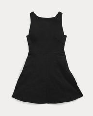 Seamed Open-Back Mini Dress | Black