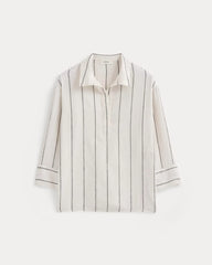 Popover Shirt in Linen | Gardenia/Meteorite