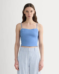 The Seamed Top in Stretch Linen | Bluebell