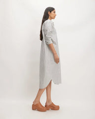 The Midi Cotton Shirt Dress | Bone/Navy