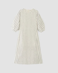 The Linen A-Line Midi Dress | Bone/Navy