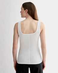 The Luxe Rib Square-Neck Tank | White