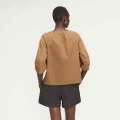 The Poplin Scoop-Neck Top | Caramel