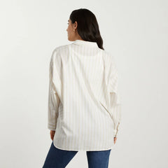 The Oversized Silky Cotton Shirt | Sand / White