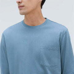 The Organic Cotton Long-Sleeve Pocket Tee | Greyish Blue