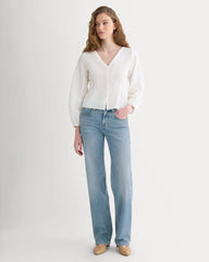 Balloon Sleeve Top in Cotton Silk | Bone