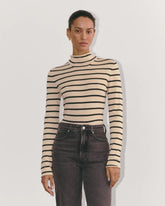 The Funnel Neck in Cotton Cashmere | Powder / Black