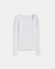 The Luxe Rib Long-Sleeve Scoop-Neck Tee | White